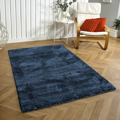 Acarpet Dark Blue Polyester Carpet(90 cm,  X 150 cm, Rectangle)