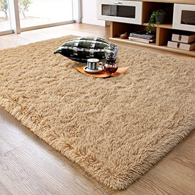 Anabia Beige Polyester Carpet(3 ft,  X 5 ft, Rectangle)
