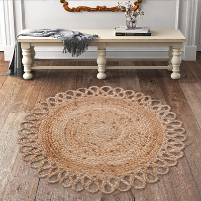 HOMESTIC Brown Jute Carpet(2 ft,  X 2 ft, Circle)