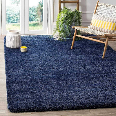 Zeeshan handloom 91.44 cm  X 152.4 cm Polyester Carpet(Rectangle, Dark Blue)