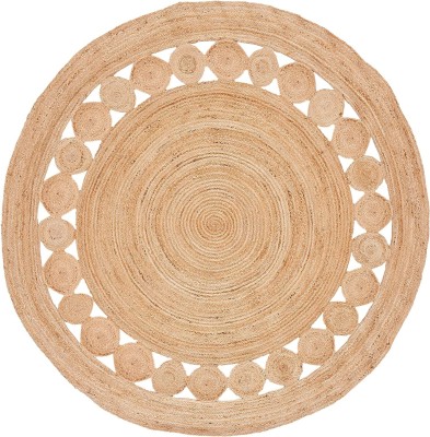 TheJuteLand Beige Jute Area Rug(4 ft,  X 4 ft, Circle)