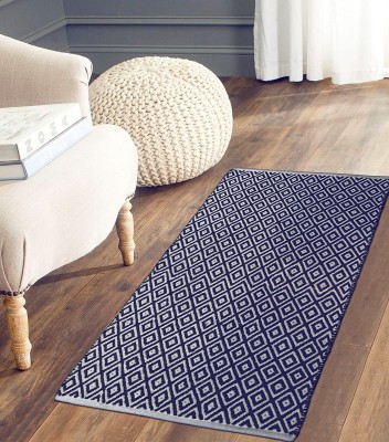 The Home Talk Blue Cotton Area Rug(2 ft,  X 4 ft, Rectangle)