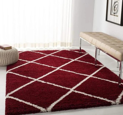 Samjeeda Handloom carpets Red Wool Carpet(4 feet,  X 6 feet, Rectangle)