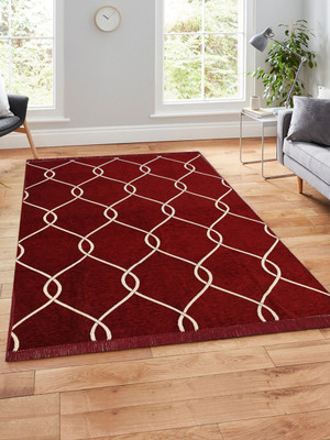 Flipkart SmartBuy Maroon Velvet Carpet(5 ft,  X 7 ft, Rectangle)
