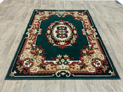 Shag Weaving Green Wool Carpet(5 ft,  X 7 ft, Rectangle)