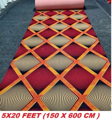 AfCarpets Red, Gold, Orange Nylon Carpet(5 cm,  X 20 cm, Rectangle)