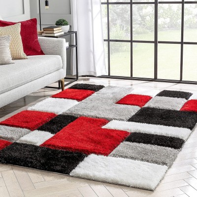 MUKHTARCARPETS Red, Grey, Black Silk Area Rug(90 cm,  X 150 cm, Rectangle)