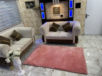 HR CARPET Pink Polyester Carpet(5 ft.,  X 7 ft., Rectangle)