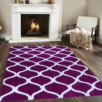 Woolpik Purple Polyester Carpet(5 cm,  X 7 cm, Rectangle)
