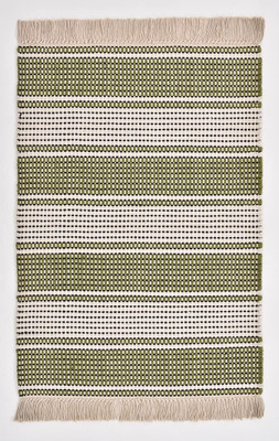 UB Home and Decor 60 cm  X 90 cm Cotton Area Rug(Rectangle, Green, White)