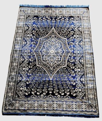 omkar Blue Velvet Carpet(7 ft,  X 5 ft, Rectangle)