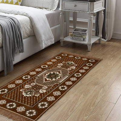 KUBER INDUSTRIES Brown Velvet Runner(2 ft,  X 6 ft, Rectangle)