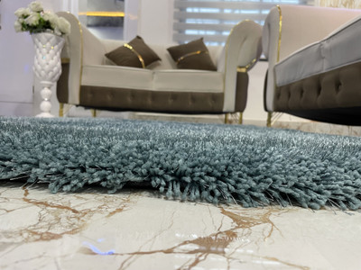 TAHNOORCARPET Blue Polyester Carpet(150 cm,  X 210 cm, Rectangle)