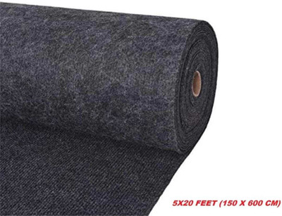 Ra handloom carpet Black Synthetic Carpet(152 cm,  X 609 cm, Rectangle)