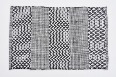 UB Home and Decor Black, White Cotton Area Rug(60 cm,  X 90 cm, Rectangle)