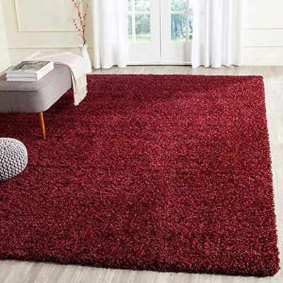 Shag Weaving Red Polyester Carpet(4 ft,  X 6 ft, Rectangle)