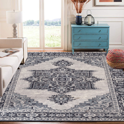STATUS Multicolor Polyester Carpet(5 cm,  X 7 cm, Rectangle)