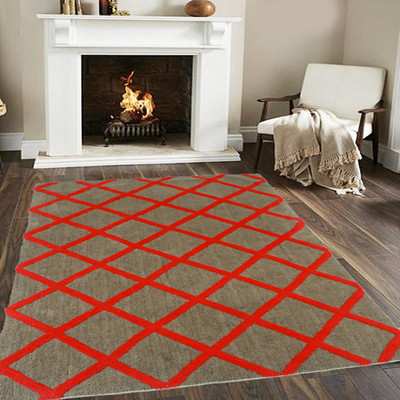 Woolpik Blue Polyester Carpet(5 cm,  X 7 cm, Rectangle)
