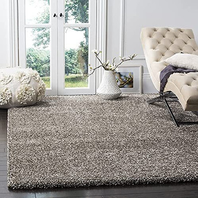 HR CARPET Silver Polyester Carpet(5 ft.,  X 8 ft., Rectangle)