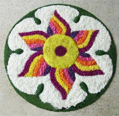 Rylie 60 cm  X 60 cm Cotton Area Rug(Circle, White, Green, Multicolor)