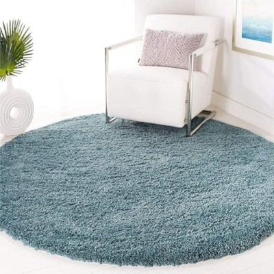 shopgallery Blue Polyester Carpet(122 cm,  X 122 cm, Circle)