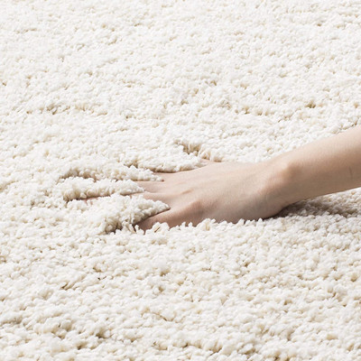 Shag Weaving White Polyester Runner(2 ft,  X 3 ft, Rectangle)