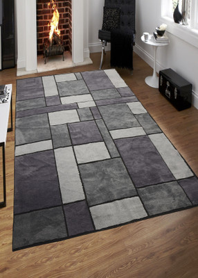 Saral Home 180 cm  X 270 cm Cotton Carpet(Rectangle, Grey)