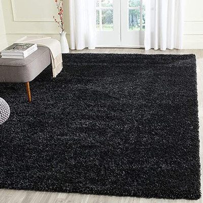 Zamarug 120 cm  X 180 cm Polyester Carpet(Rectangle, Black)