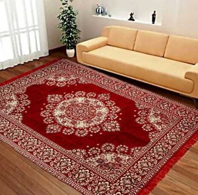 SIKME Red Velvet Carpet(121 cm,  X 182 cm, Rectangle)
