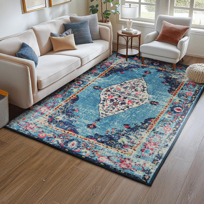 STATUS Multicolor Polyester Carpet(4 ft,  X 6 ft, Rectangle)