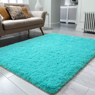 Acarpet Blue, Light Blue Polyester Carpet(150 cm,  X 210 cm, Rectangle)