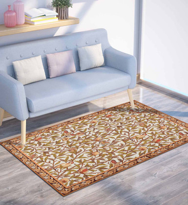 PRESTO BAZAAR Orange Polyester Carpet(122 cm,  X 183 cm, Rectangle)
