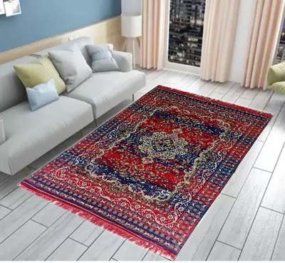 keara Maroon Polyester Carpet(5 ft,  X 7 ft, Rectangle)