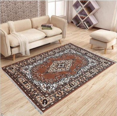 Samjeeda Handloom carpets Multicolor Acrylic Carpet(5 cm,  X 7 cm, Rectangle)