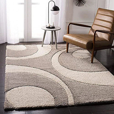 TAHNOORCARPET Brown Polyester Carpet(2 cm,  X 6 cm, Rectangle)