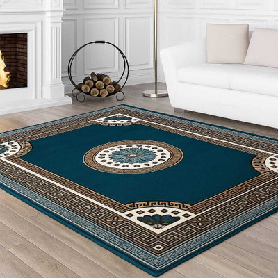 Samjeeda Handloom carpets 150 cm  X 210 cm Silk Carpet(Rectangle, Blue)