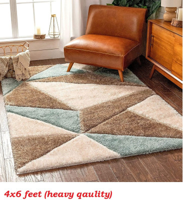 Acarpet Beige Polyester Carpet(120 cm,  X 180 cm, Rectangle)