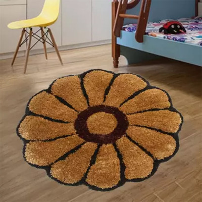 DKDECORATIVE Polyester Floor Mat(Gold, Medium)