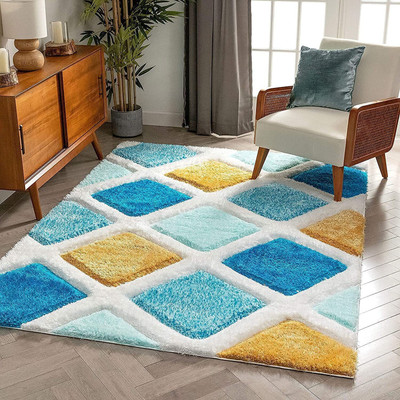SR Handloom Multicolor Polyester Carpet(7 ft,  X 5 ft, Rectangle)