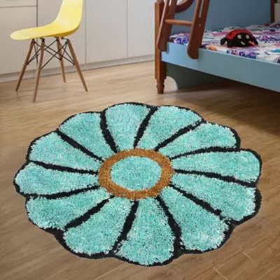KOMAL Polyester Door Mat(Cyan, Medium)