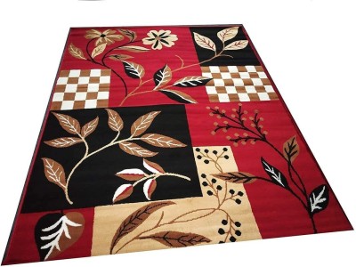 DeyareRugs Red Polyester Carpet(240 cm,  X 180 cm, Rectangle)