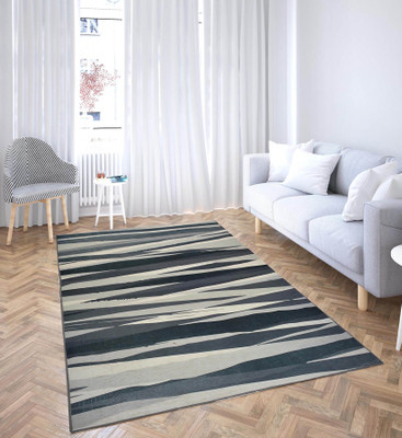 PRESTO BAZAAR Grey Polyester Carpet(122 cm,  X 183 cm, Rectangle)