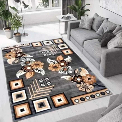 KAYNAT CARPET Grey Acrylic Carpet(5 Feet,  X 7 Feet, Rectangle)