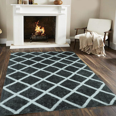 Woolpik Grey Polyester Carpet(3 cm,  X 5 cm, Rectangle)