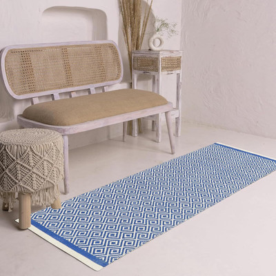 JAITVIK 61 cm  X 153 cm Cotton Runner(Rectangle, Blue)