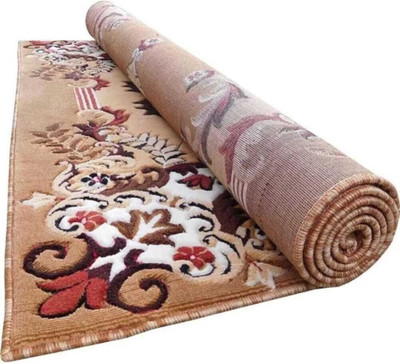 Ra handloom carpet 150 cm  X 210 cm Silk Carpet(Rectangle, Peach)