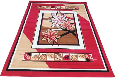 Hallolo Red, Beige Acrylic Carpet(6 ft,  X 8 ft, Rectangle)