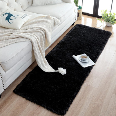KAYNAT CARPET Black Polyester Area Rug(60 cm,  X 180 cm, Rectangle)