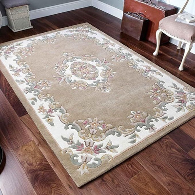 Raj International 304 cm  X 243 cm Wool Area Rug(Rectangle, Beige, Multicolor)