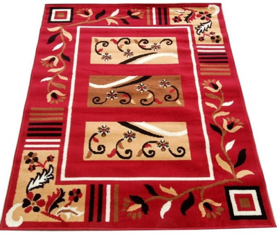 IP FASHION Red Polyester Carpet(155 cm,  X 200 cm, Rectangle)